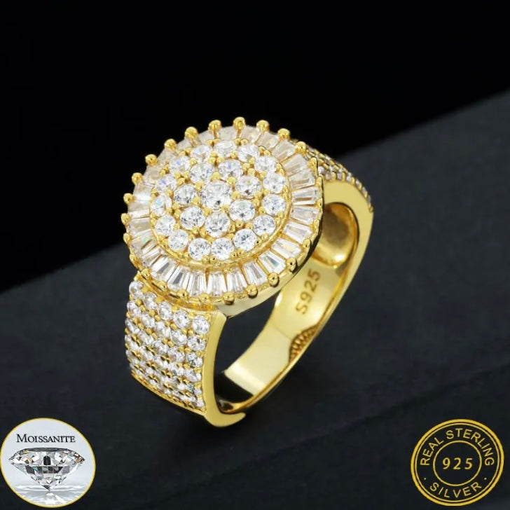 Baguette VVS1 Moissanite Men Ring Iced Out