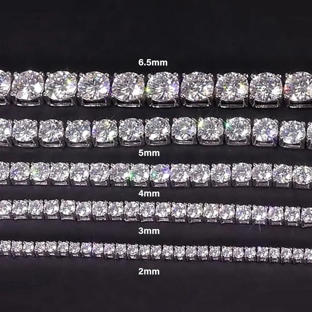 Tennis Necklace 2/3/4/5/6.5mm Moissanite or CZ