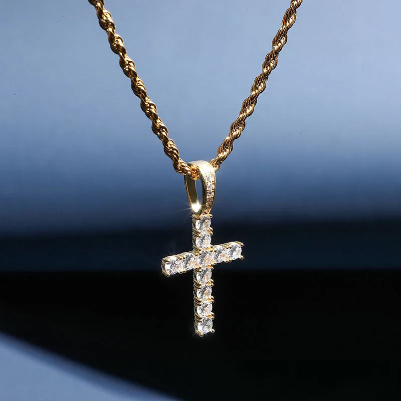 VVS1 Moissanite Necklace Cross Pendant 4mm D Color