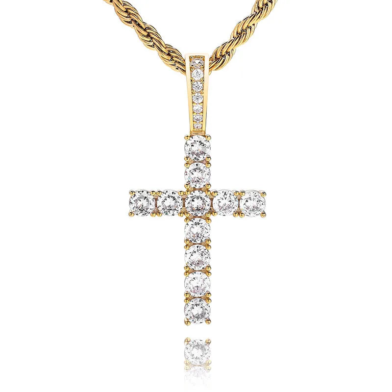 VVS1 Moissanite Necklace Cross Pendant 4mm D Color
