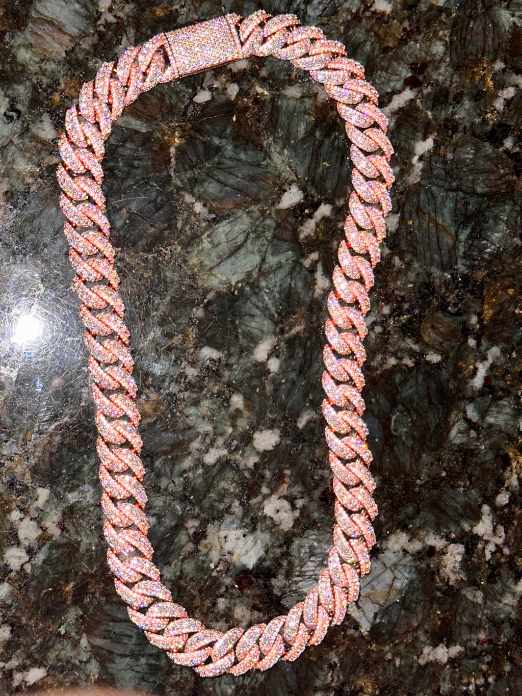 14 mm Raised Pointer Iced Out Cuban Link Chain
