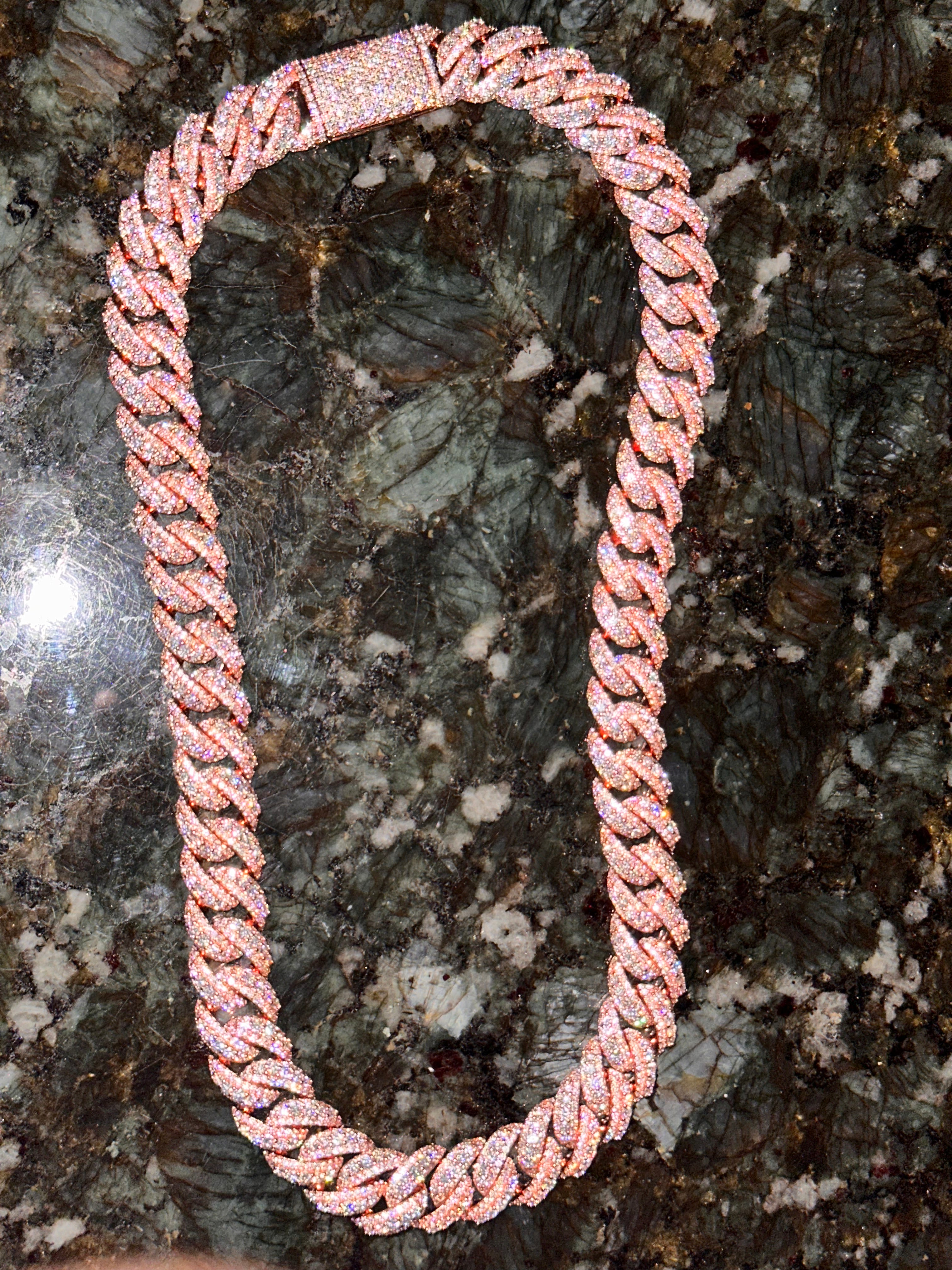 14 mm Raised Pointer Iced Out Cuban Link Chain