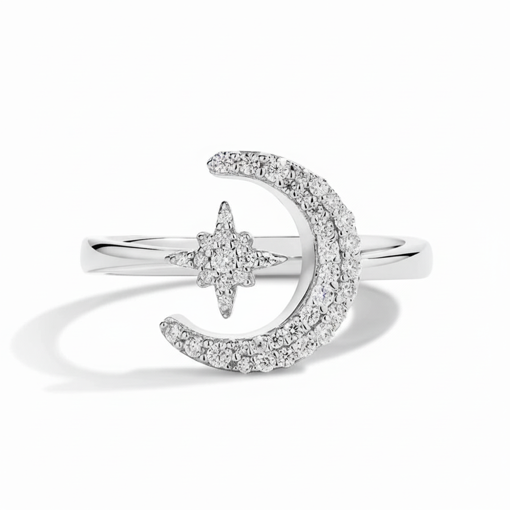 Star Moon Moissanite Ring
