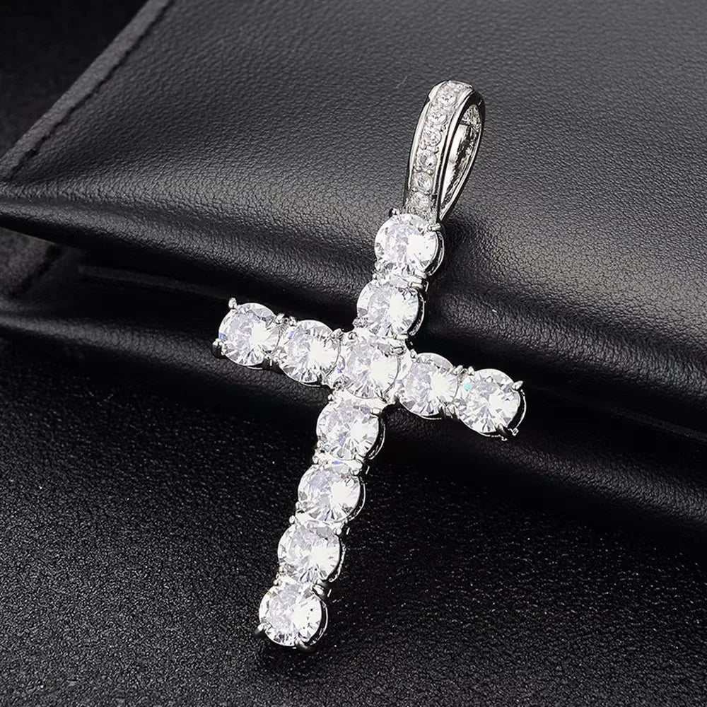 VVS1 Moissanite Necklace Cross Pendant 4mm D Color