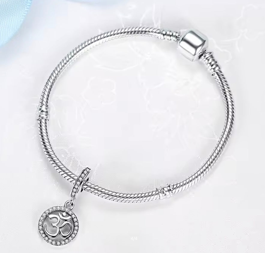 Om Symbol Pendant Beads Pave CZ