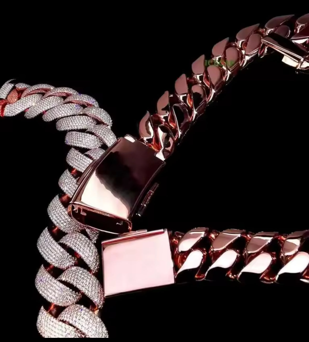 6 Row Moissanite Rose Gold Cuban Link Chain