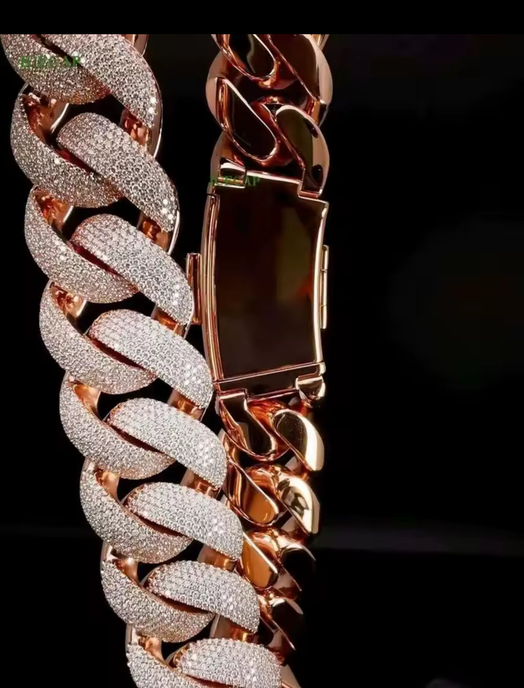 6 Row Moissanite Rose Gold Cuban Link Chain