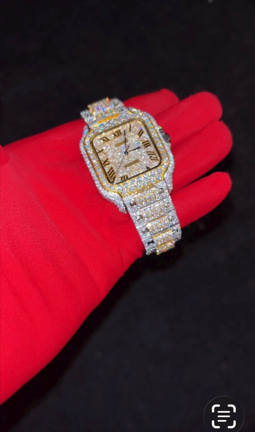 Moissanite Silver or Two Tone Square Dial Watch