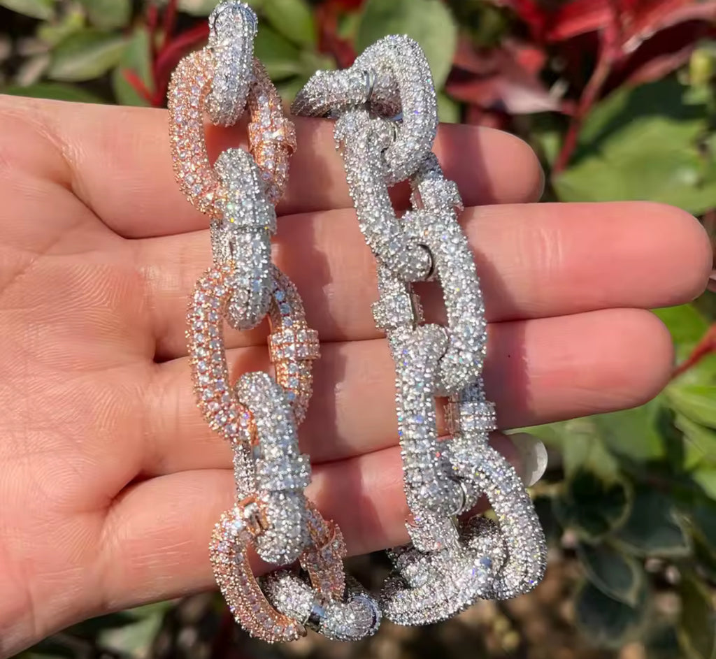 Bubble Letter Iced Out Bracelet Cuban Link Charms Cubic Zirconia Gold Plated Hip Hop Jewelry Spring Clasp