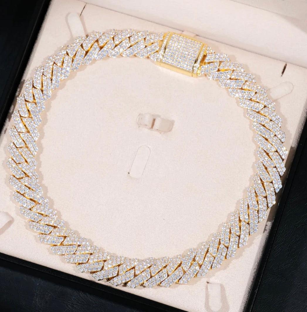 19MM 2-ROW ICED PRONG CUBAN CHAIN