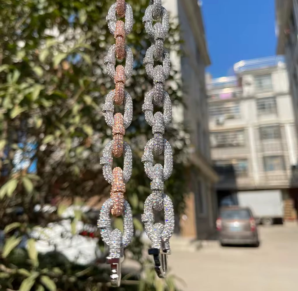 Bubble Letter Iced Out Bracelet Cuban Link Charms Cubic Zirconia Gold Plated Hip Hop Jewelry Spring Clasp