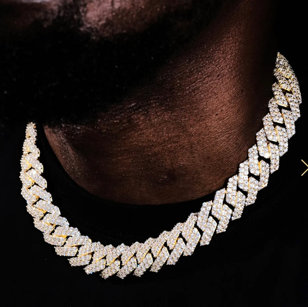 19MM 2-ROW ICED PRONG CUBAN CHAIN