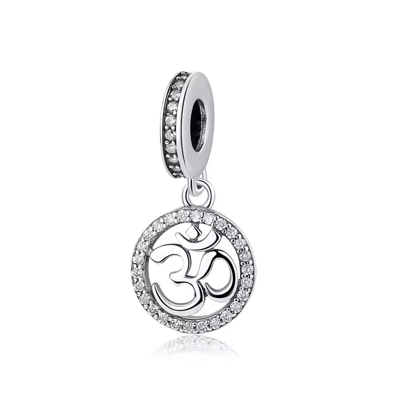 Om Symbol Pendant Beads Pave CZ