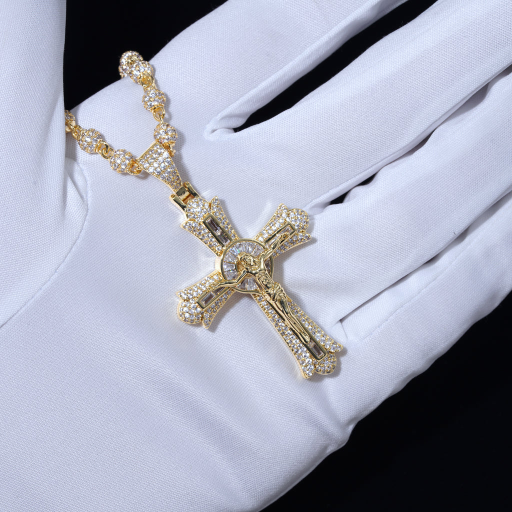 JESUS CRUCIFIX BAGUETTE CROSS AND NECKLACE