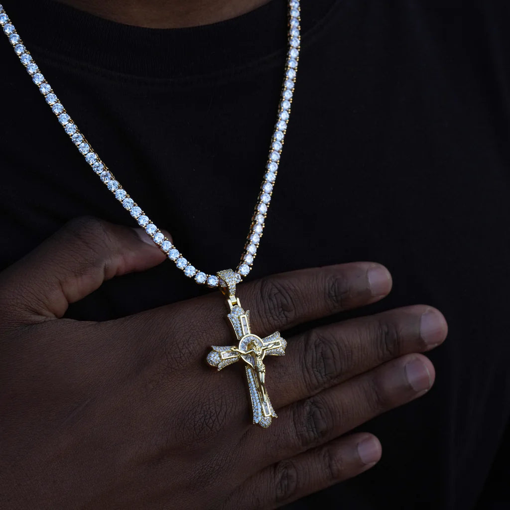 JESUS CRUCIFIX BAGUETTE CROSS AND NECKLACE