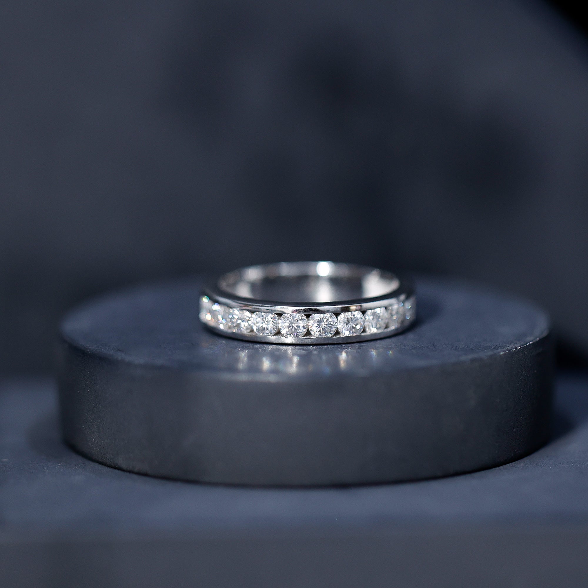 Channel Set Moissanite Half Eternity Band