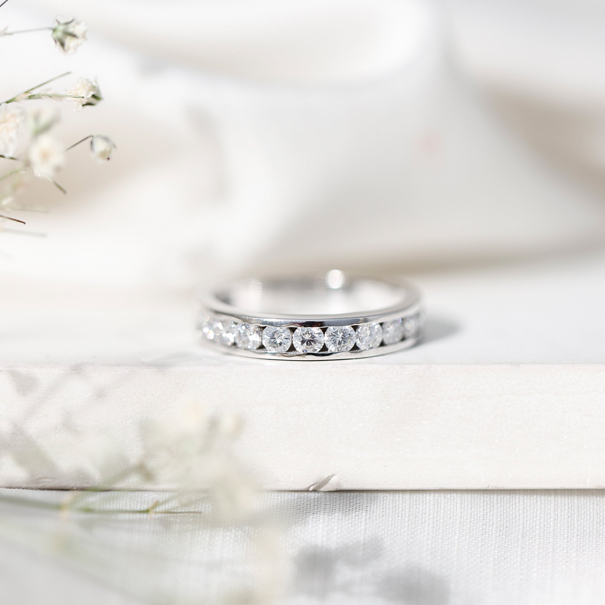 Channel Set Moissanite Half Eternity Band