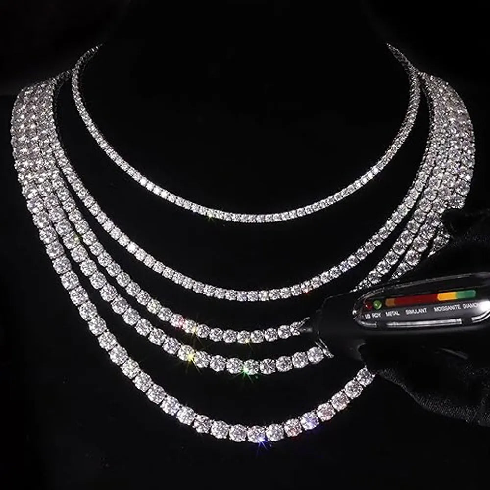 Tennis Necklace 2/3/4/5/6.5mm Moissanite or CZ