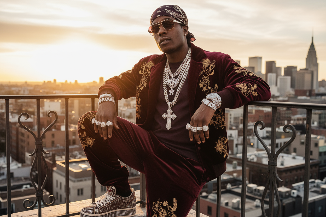 ASAP rocky wearing jewelry