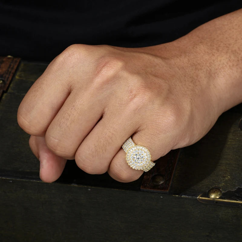 Baguette VVS1 Moissanite Men Ring Iced Out