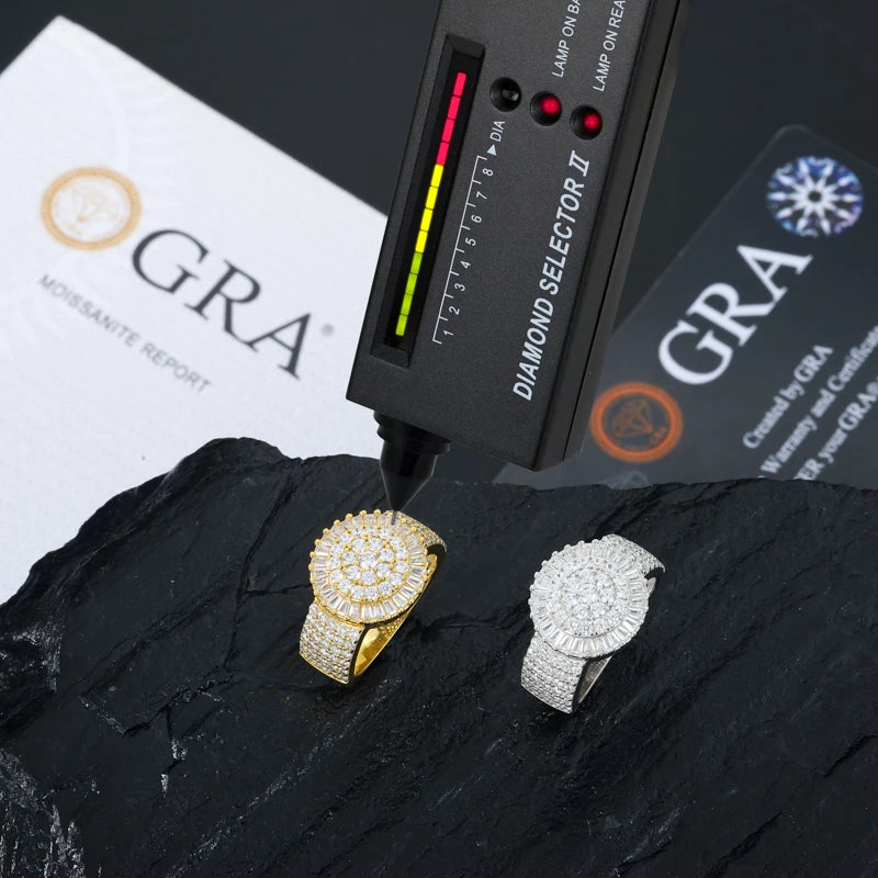 Baguette VVS1 Moissanite Men Ring Iced Out