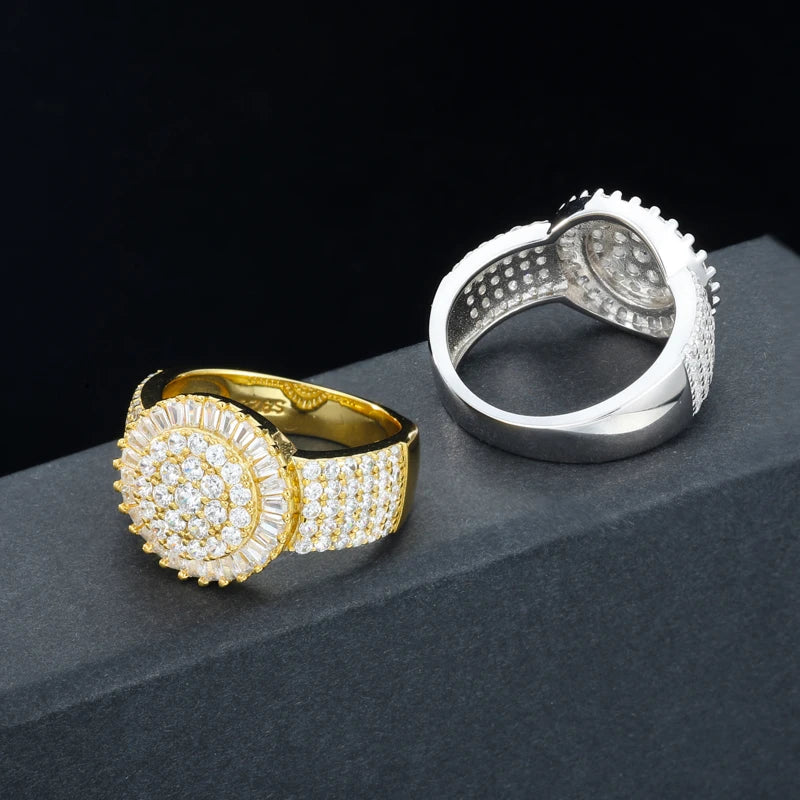 Baguette VVS1 Moissanite Men Ring Iced Out