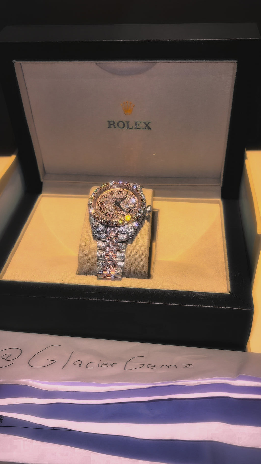 Moissanite Two Tone Silver/Rose Gold Jubilee Style Watch
