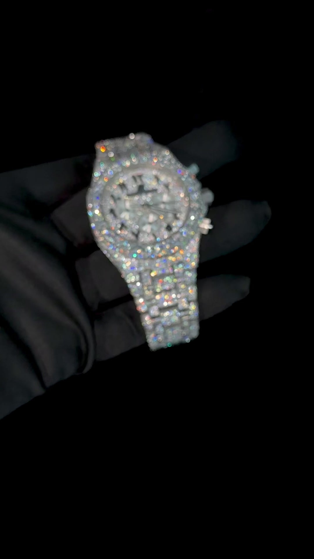 Moissanite Arabic Dial Silver Watch