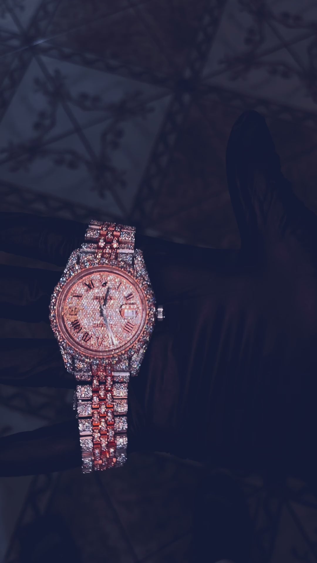 Moissanite Two Tone Silver/Rose Gold Jubilee Style Watch