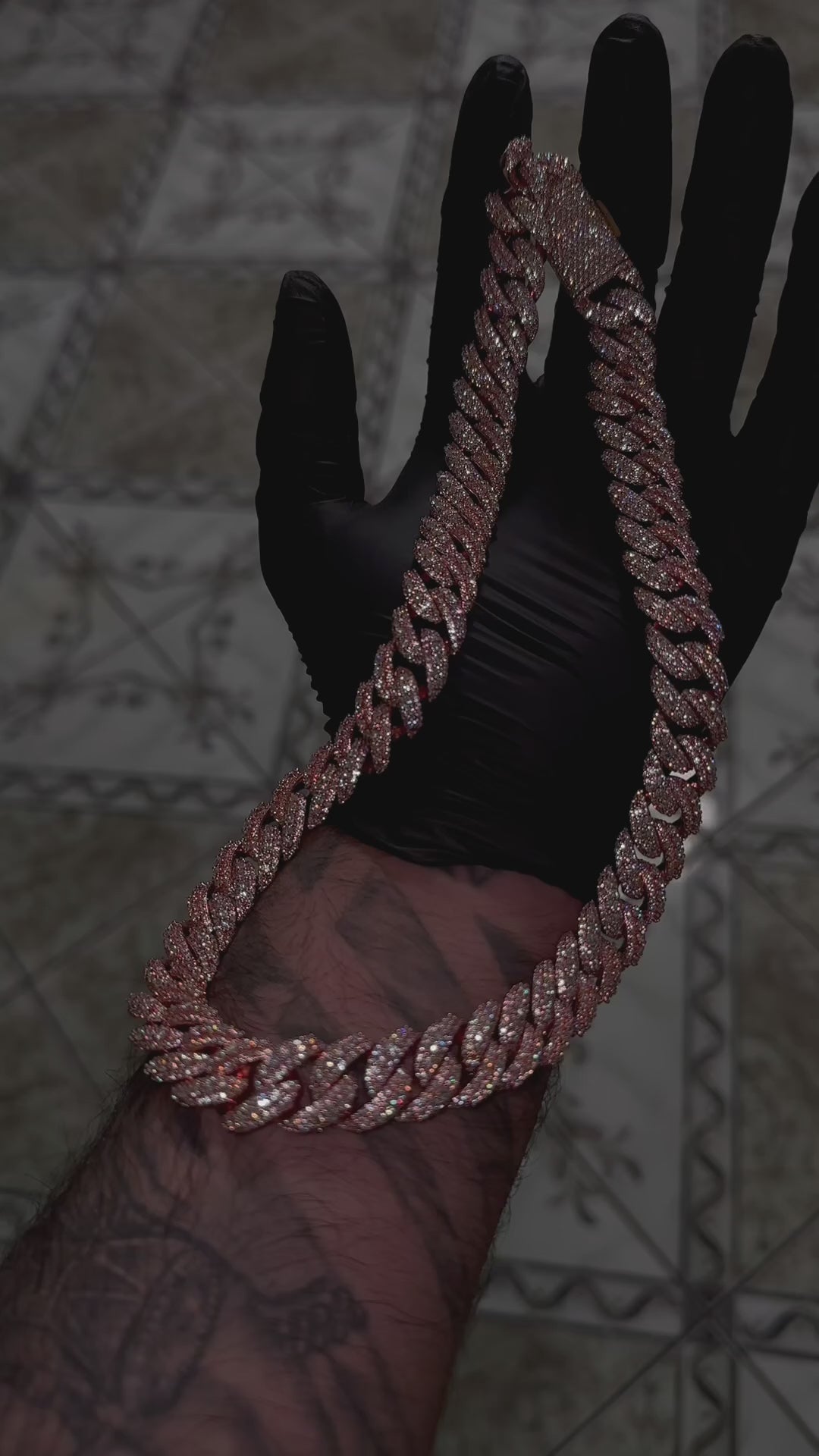 14 mm Raised Pointer Iced Out Cuban Link Chain