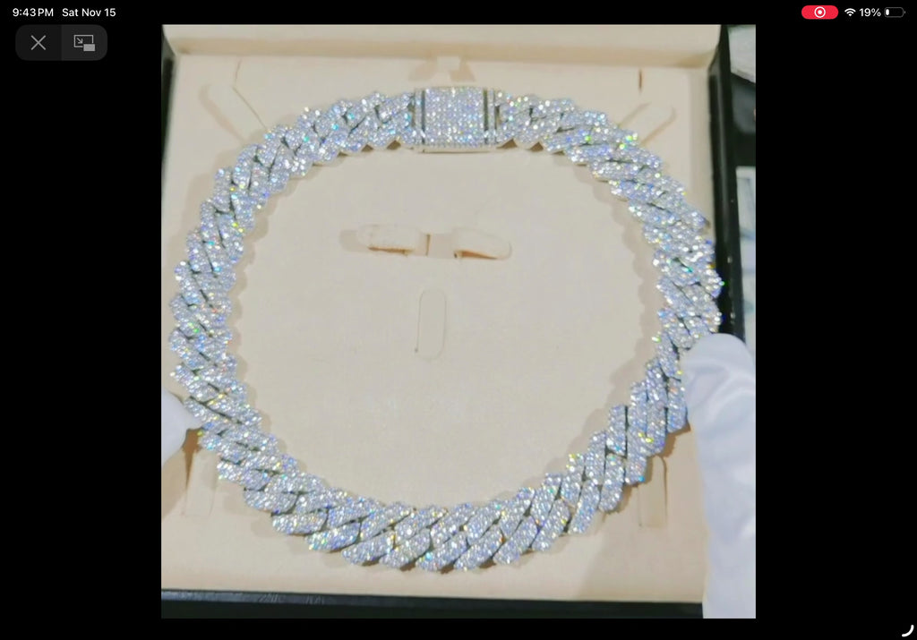 19MM 2-ROW ICED PRONG CUBAN CHAIN