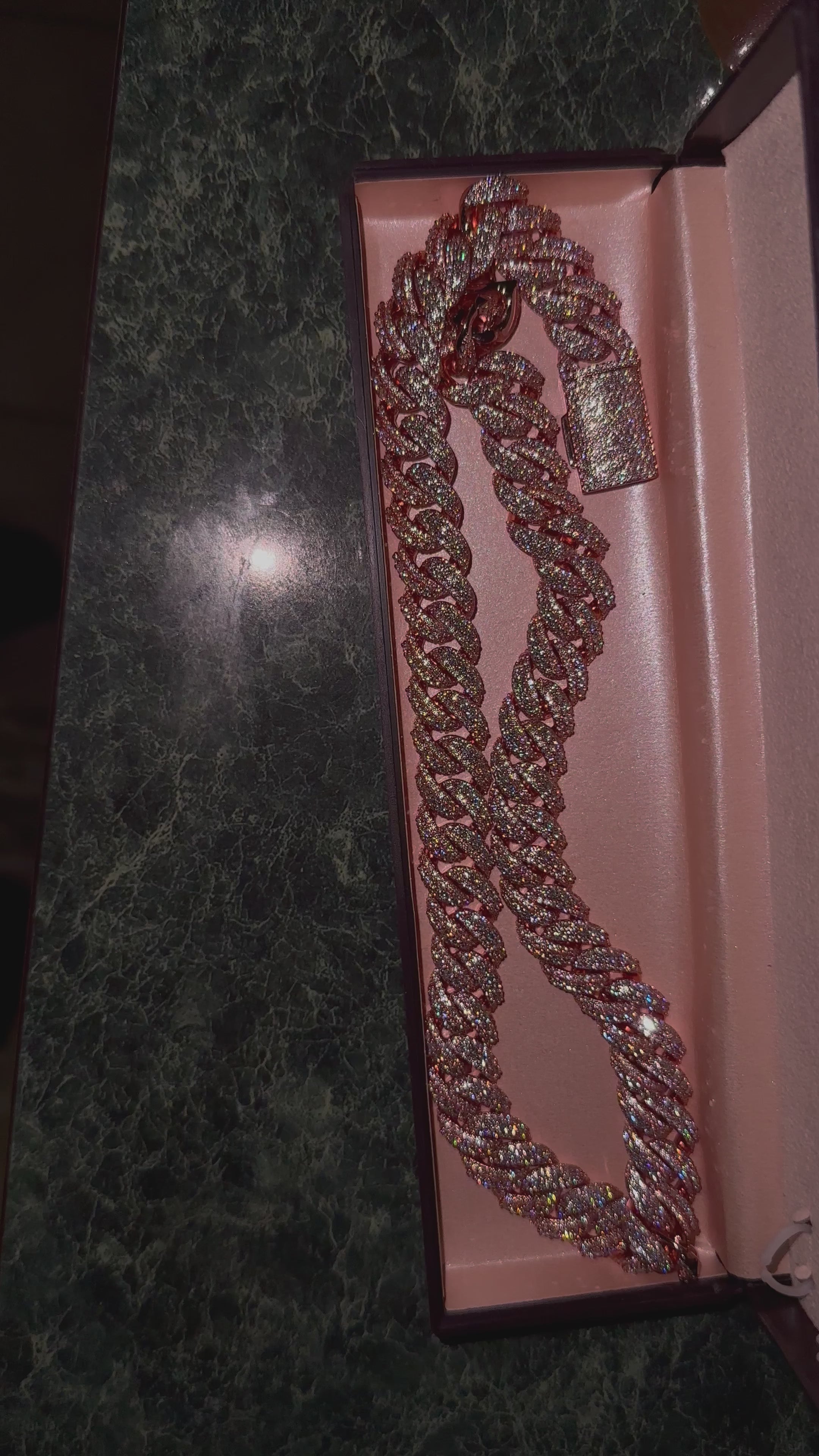 14 mm Raised Pointer Iced Out Cuban Link Chain